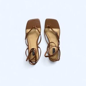 Square toe ankle strap sandals brown size 10 by Nine West